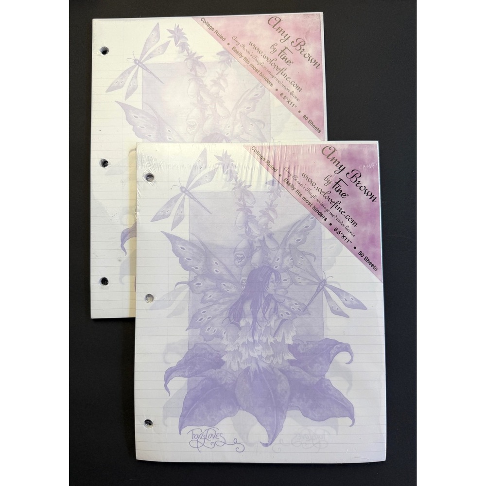 Amy Brown Fairy Filler Paper 2pk 80ct Purple Foxgloves Y2K Fantasy Stationery